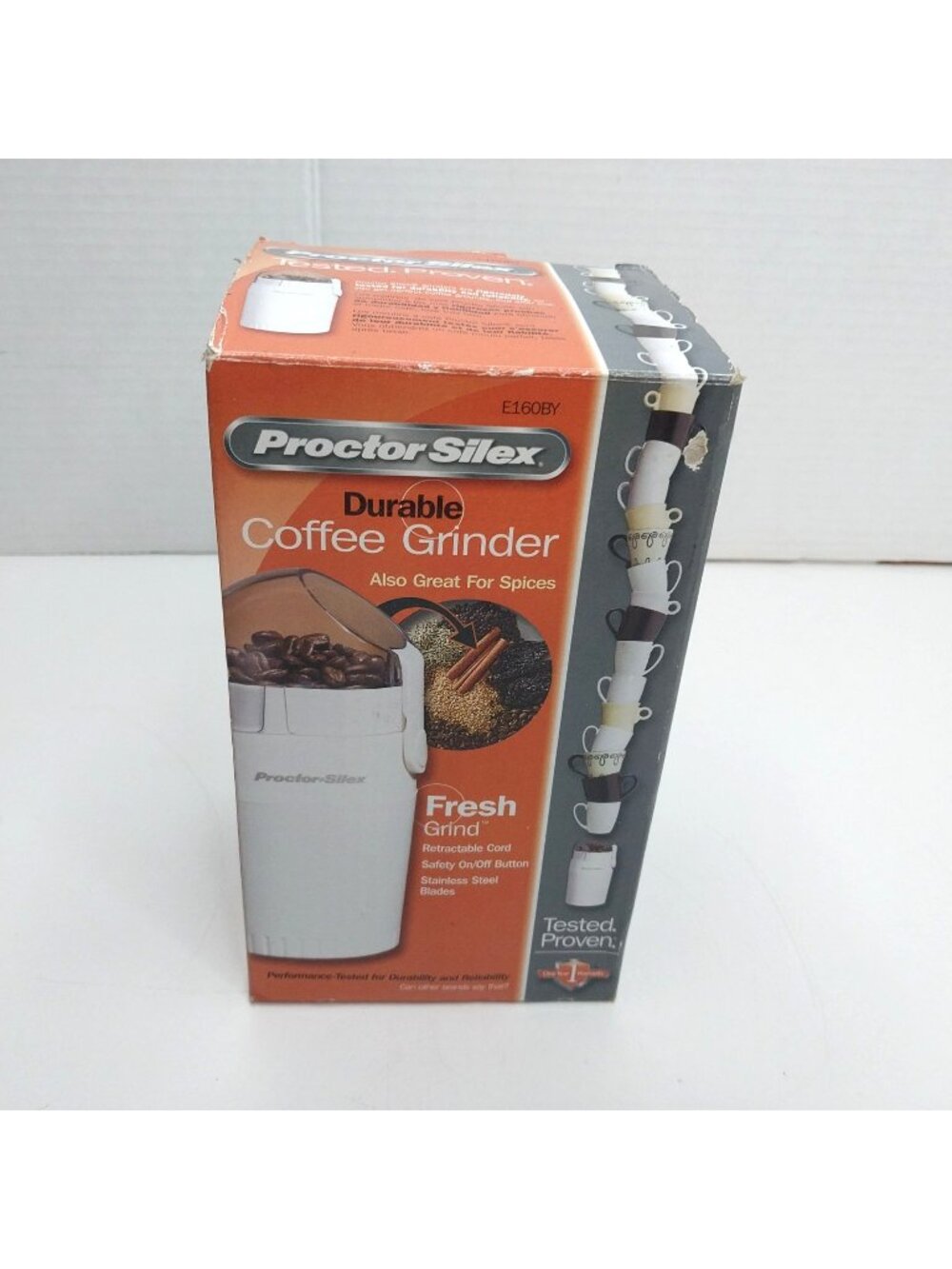 Proctor Silex Durable Coffee Grinder E160BY White Stainless Steel Blades